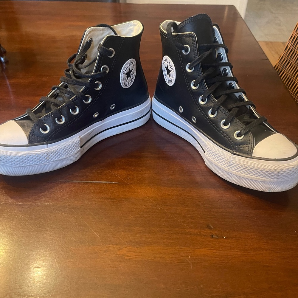 Converse Black High-Top Sneakers with Canvas Upper and White Accents